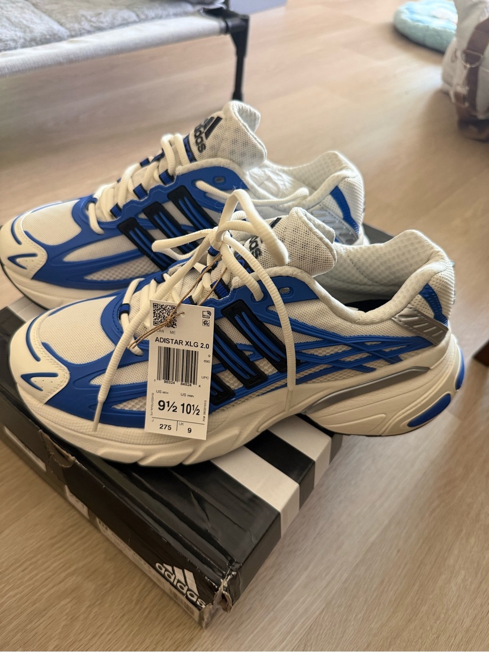 adidas Adistar XLG 2.0 White and Blue Men’s Athletic Sneakers